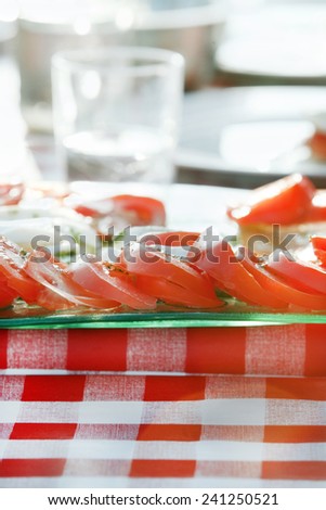Fresh tomatoes served for summer lunch