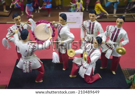 BANGKOK - Thai Siam Music Band Dolls in Bangkok Doll House on August 2 2014, in Bangkok thailand. Since 1957, Bangkok Dolls has been creating a variety of exquisite handmade collectible Thai Dolls.