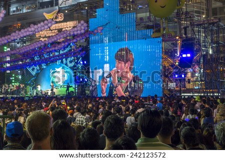 BANGKOK  December 31 :people come at central world shopping center for celebrate countdown happy new year 2015, on december 31, 2014  in Bangkok, Thailand