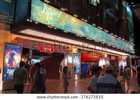 BANGKOK - 1 May 2015 : Calypso Bangkok Theater at Asiatique The Riverfront .Movie Theater in Asiatique The Riverfront Have a more movie about thailand, thai boxing, thai hero.