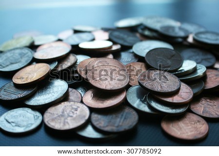 Pennies close up stock photo