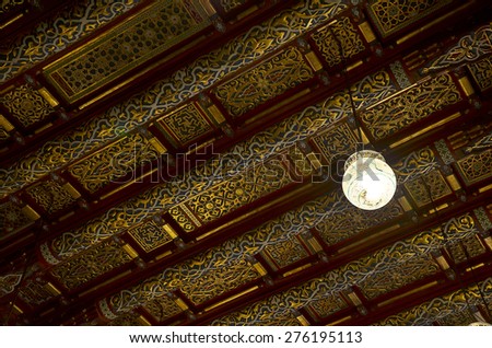 golden roof patterns in  old Arabic house