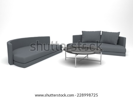 composition with furniture isolate on white