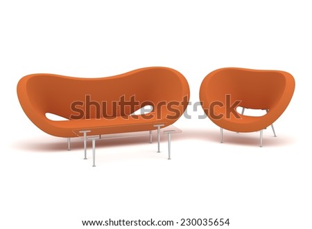 composition with furniture isolate on white composition with furniture isolate on white