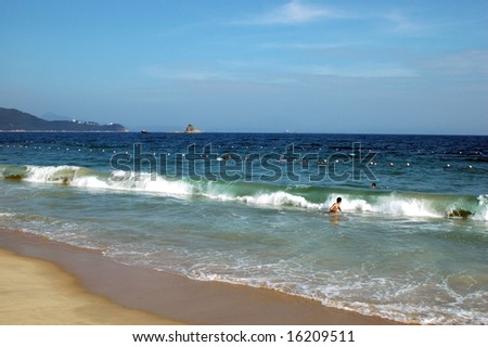 China South Sea, Guangdong province. Shenzhen city - sea side, wide beach at DaMeiSha.
