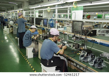 CHINA, SHENZHEN - APRIL 20: The biggest CCTV, surveillance camera producer in China, factory tour on April 20, 2010 in Shenzhen.