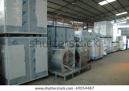 CANTON, CHINA - NOVEMBER 11: One of the biggest manufacturer of auto spray booths and generators in China. Generators warehouse on November 11, 2010 in Canton, China.
