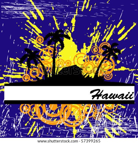 hawaiian islands vector. Aloha Hawaii. Vector palms.