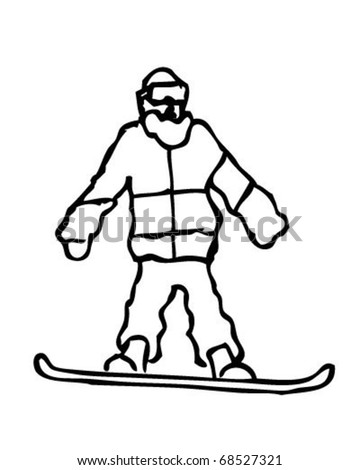 figure of a young man snowboarding with drops. Vector illustration.