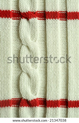 part of knitted wool  of white color