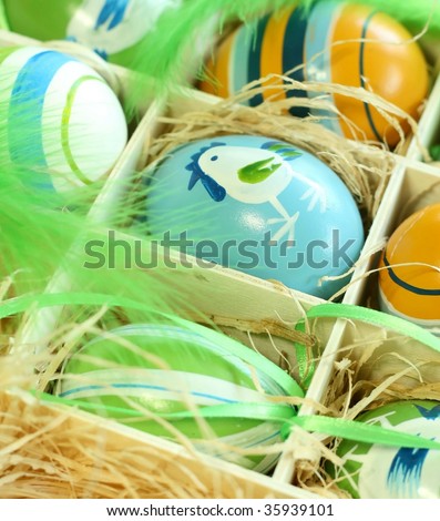 Easter eggs with ornament in box