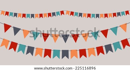 Set of vector bunting party flags for your designs (birthday party, wedding celebration)