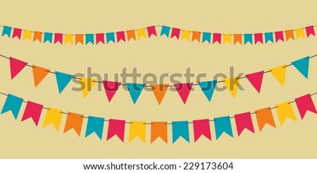 Set of vector bunting party flags for your designs (birthday party, wedding celebration)