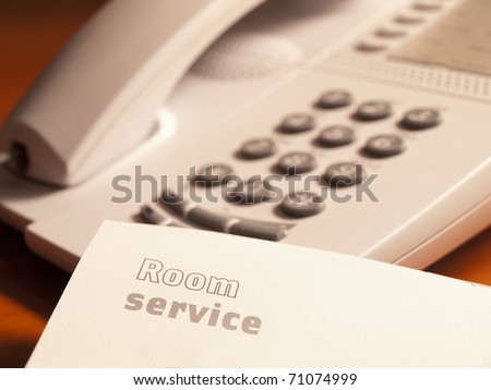 room service print on the sheet of paper  with the telephone, for hotel service,customer service