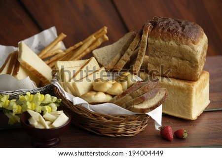 Bakery product shot on wooden background