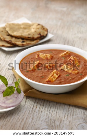 Paneer Tikka Masala curry with roti, Indian food, India