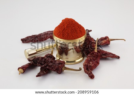 Red chilly powder with dried chillies
