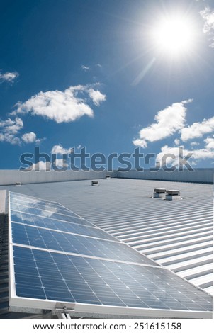 Solar panels producing electricity on a sunny day