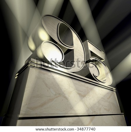 Number ninety-five in silver letters on a silver pedestal