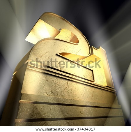 Number twenty-one in golden letters on a golden pedestal