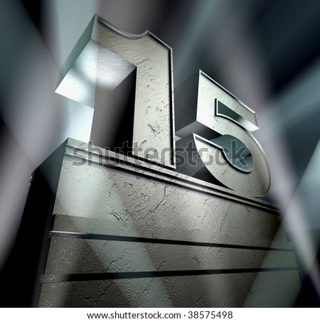 Number fifteen in silver letters on a silver pedestal