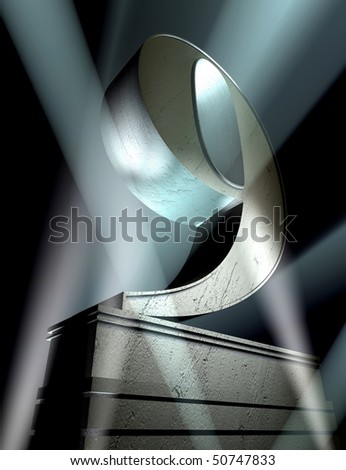 Number nine in silver letters on a silver pedestal