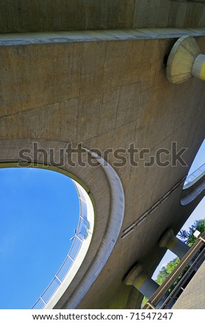 Motorway Bridge Motorway bridge built with reinforced concrete under a blue sky