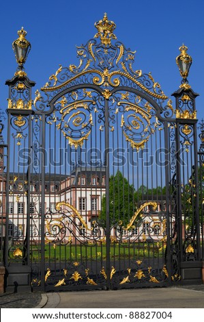 Golden gate An ancient castle gate with gold in Germany
