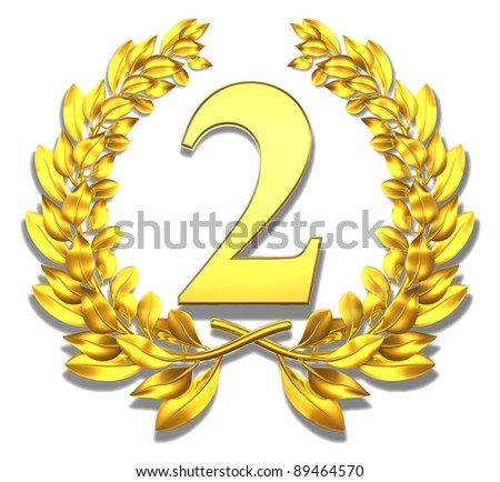 Congratulation two Golden laurel wreath with number two inside