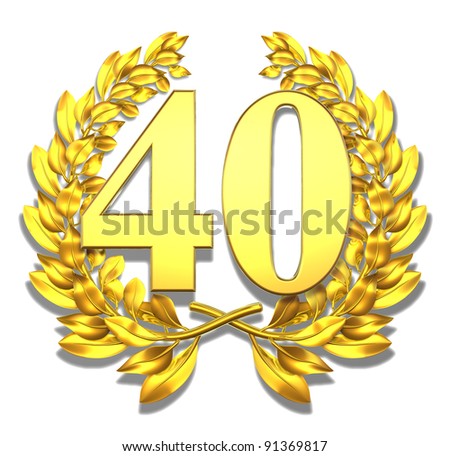 Number forty Golden laurel wreath with the number forty inside