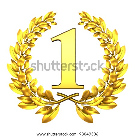 Congratulation one Golden laurel wreath with number one inside