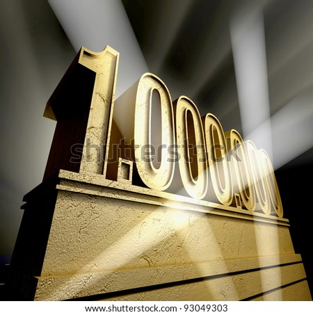 One million Number one million in golden letters on a golden pedestal