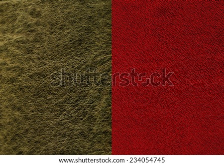 Set of glitter grained olive and strong red leather textures