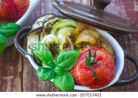 roasted vegetables - eggplant, zucchini, tomato, pepper and garlic