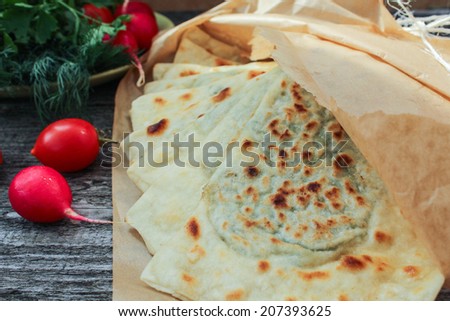 kutaby with herbs - Azerbaijani national dish