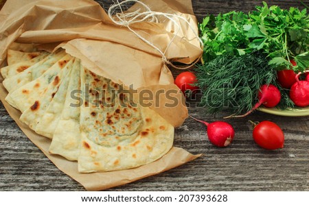 kutaby with herbs - Azerbaijani national dish