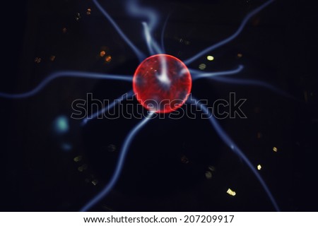 Orb with electrostatic waves, beautiful neon light in plasma, abstract background