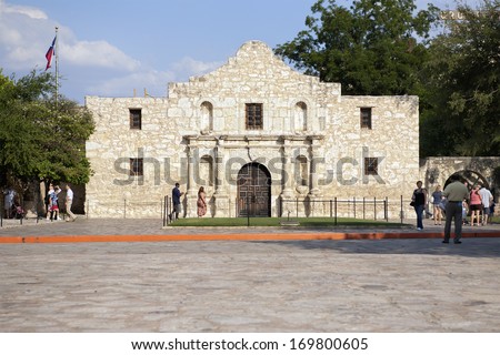 San Antonio, Texas - September 15, 2011: Photo Showing Alamo Mission, A Formerâ Roman Catholicâ Mission And Fortress. It Is The Site Of The Battle Of Alamo (1836). It Is An Important Touristic Landmark.
