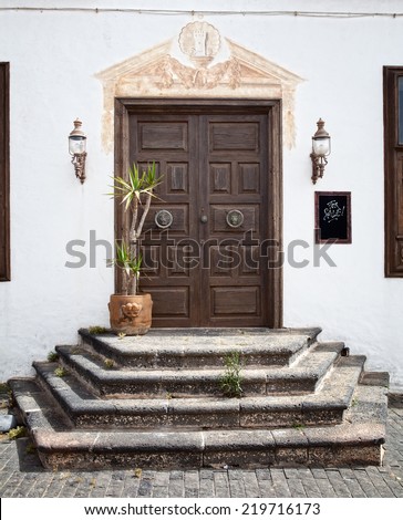 Historic home for sale; Beautiful old door in town Teguise, Lanzarote island, Spain