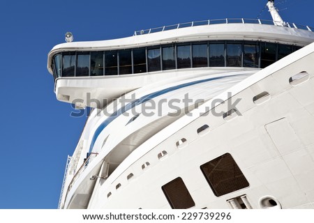 Bridge of a large passenger cruise ship