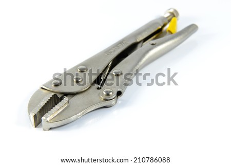 stainless steel jaw locking pliers with white background