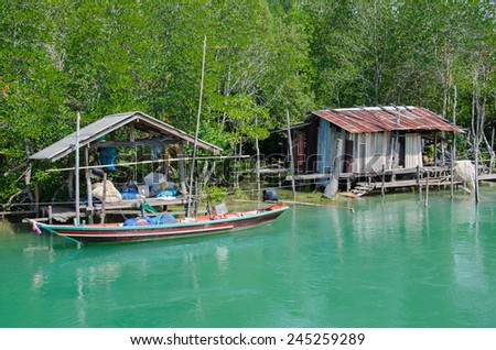 Little Fisherman\'s Cottage On The Clear River.