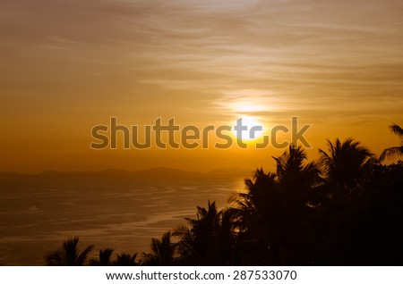 Top View of Phi Phi Island On Sunset Time. Phi Phi Island, Krabi Southern Province of Thailand.