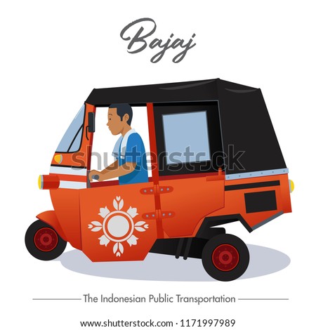 Bajaj, the three wheeled public transportation that characterizes the city of Jakarta Indonesia