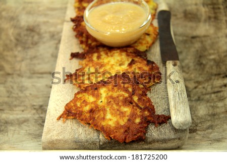 potato fritter with apple compote