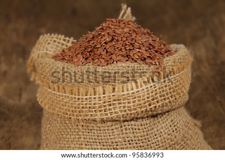 Flax seed in jute bag