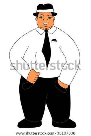 fat man cartoon. stock photo : Fat man
