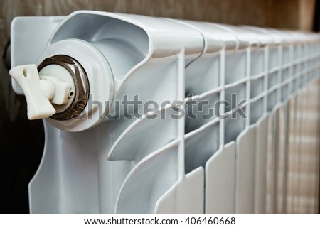 Heating radiator, many sectional, white, for room heating
