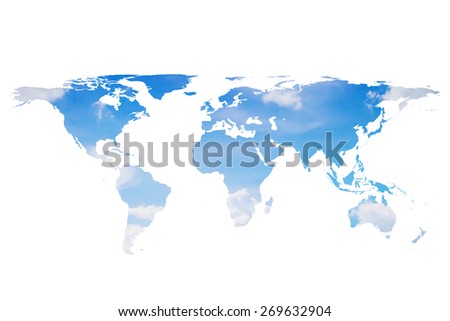 blurred sky world map isolated on white backgrounds