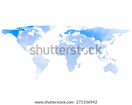 blurred sky world map isolated on white backgrounds